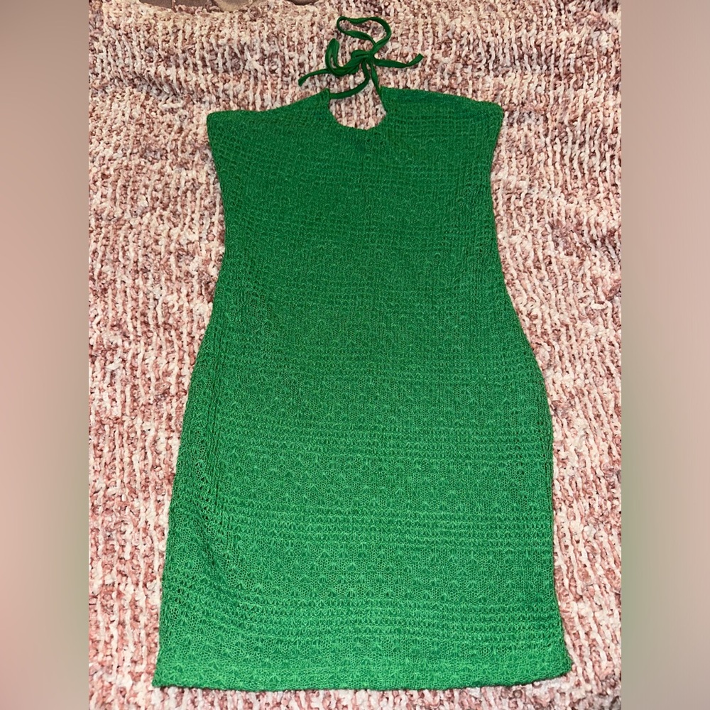Green Strapless Dress, Size small